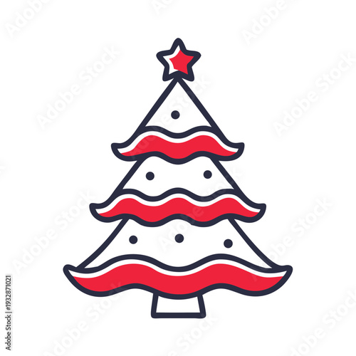 Geometric Christmas tree with star topper for winter holiday marketing and festive corporate greeting card design