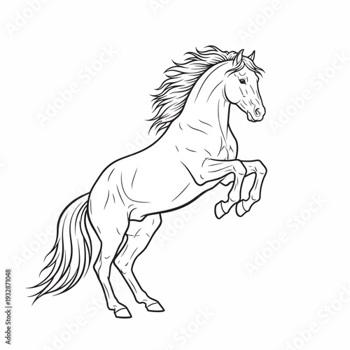 white horse jumping vector illustration on white background