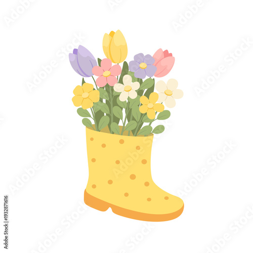Spring Flowers In Yellow Boot