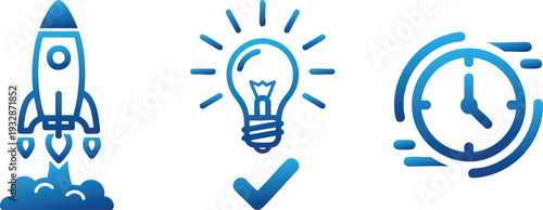 Startup Launch and Business Vision Icons