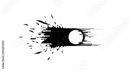 Abstract dynamic splash of black ink with motion blur effect