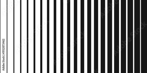Black straight parallel vertical lines of different thickness in row pattern. Halftone background from stripes for design. Vector illustration isolated on transparent