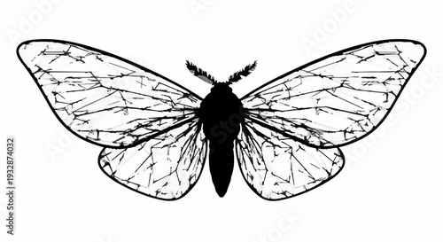 Delicate moth with intricate wing patterns isolated on a clean white background