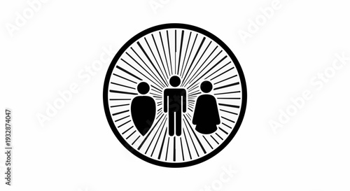 Symbolic representation of unity and connection with diverse individuals radiating outward