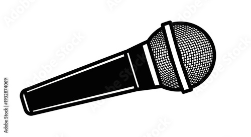 Retro Microphone Icon Isolated on White Background - Vintage Sound Equipment