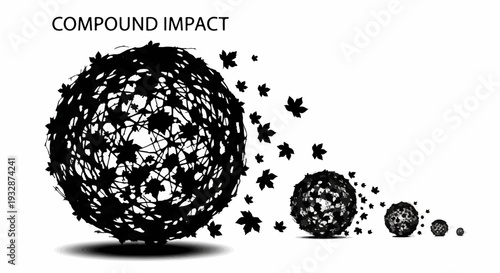 Abstract representation of compounding impact and ripple effect, showing growth and dissemination.