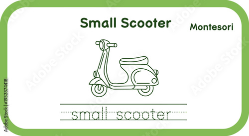 Montessori Small Scooter Educational Card for Kids Learning Transportation