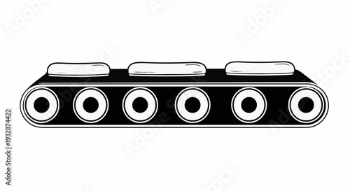 Industrial conveyor belt with food items moving along a production line