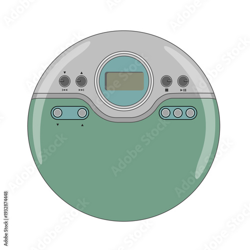 a audio music compact disk player object with and button on it issolated on white