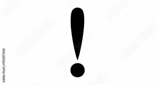 Bold black exclamation mark on a clean white background, conveying emphasis and importance.
