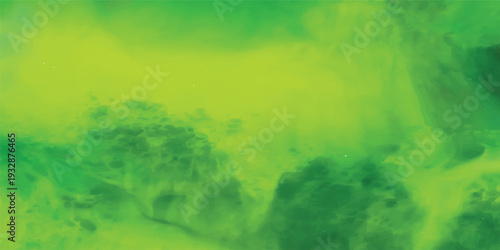 A soft, abstract watercolor painting with flowing bands of turquoise and lime green.