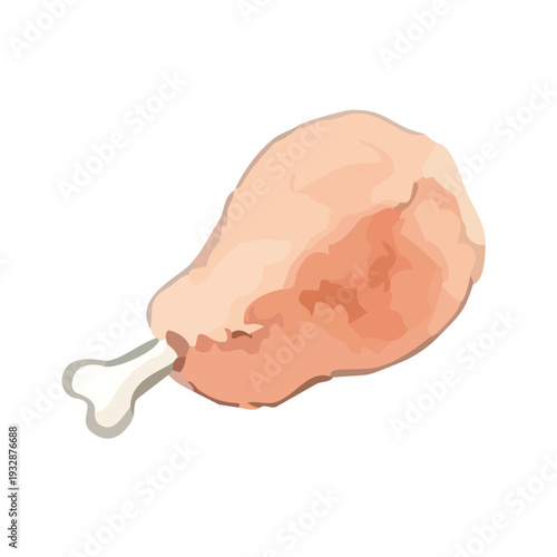 Hand drawn watercolor meat on the bone illustration, wild manga meat for BBQ and camping／骨付き肉・まんが肉