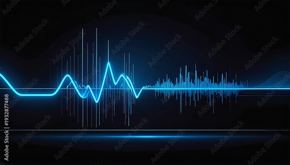 Naklejka premium Dynamic Blue Sound Waveform on Dark Background.