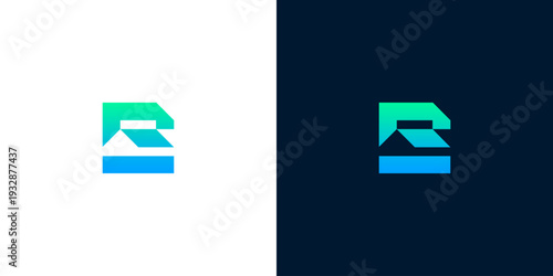 Abstract Geometric Logo Design with Blue and Green Gradient for Business or Technology Branding
