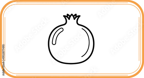 Simple Outline Icon of a Pomegranate Fruit with Crown Shape