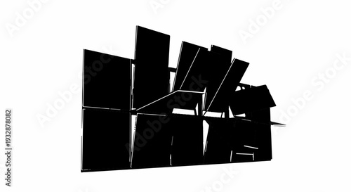 Modern architectural design with angled panels creating dynamic shadows and light