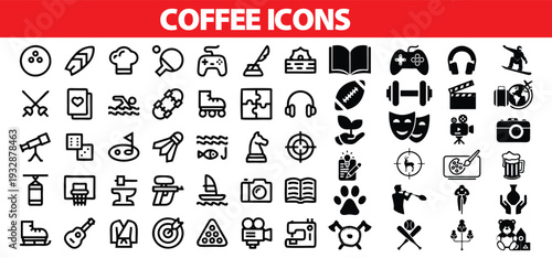 Coffee icons for cafe, drinks, and beverages