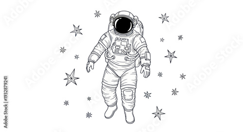 Astronaut Floating Among Stars Illustration - Space Exploration and Cosmic Adventure