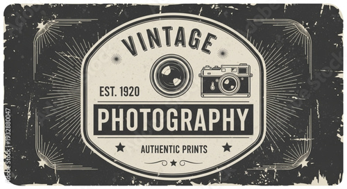 Vintage Photography Emblem - Authentic Prints and Classic Camera Design.