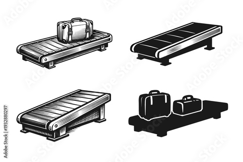 Vintage baggage carousels and conveyor belts collection