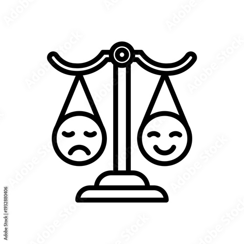 Emotional Balance Outline Illustration for Mindfulness Practice
