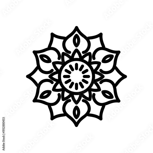 Mandala Pattern Outline Illustration for Mindfulness Practice