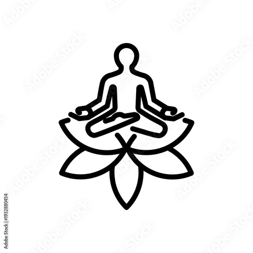 Inner Peace Outline Illustration for Mindfulness Practice