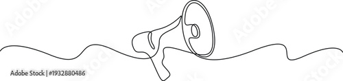 Continuous one line drawing of a megaphone isolate vector design