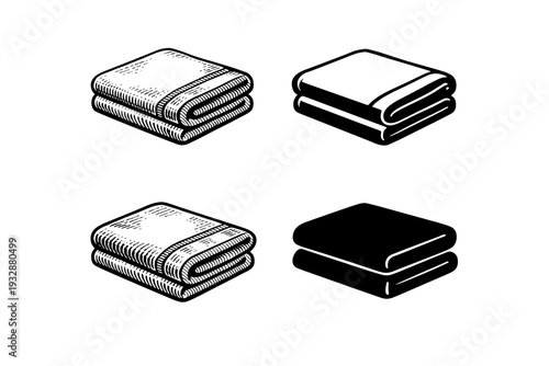 Set of four blanket icon variations in black and white