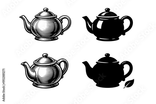 Vintage teapot collection: four classic black and white designs