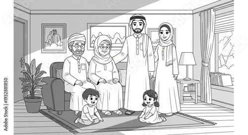 Family Portrait - A Group of People Posing Together Indoors.