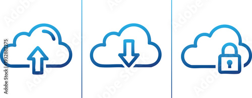 Cloud Storage Backup and Security Line Icon
