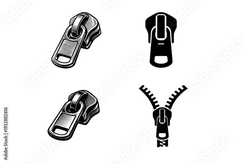 Vector set of zipper pulls in various styles