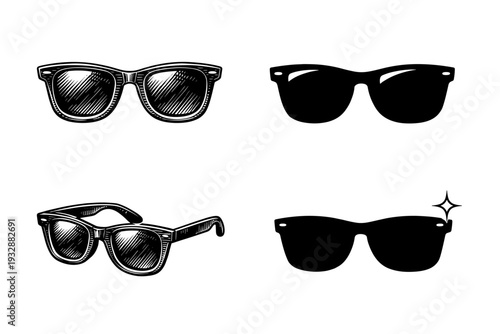 Stylish sunglasses collection: vintage and modern black frames