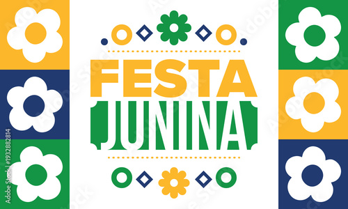 Festa Junina in Brazil. Brazilian festival. Happy holiday. Brazil flag. Carnival and parade. Summer fun party. Vector illustration