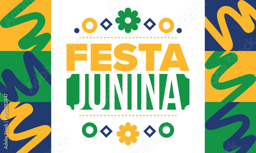 Festa Junina in Brazil. Brazilian festival. Happy holiday. Brazil flag. Carnival and parade. Summer fun party. Vector illustration