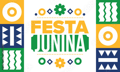 Festa Junina in Brazil. Brazilian festival. Happy holiday. Brazil flag. Carnival and parade. Summer fun party. Vector illustration