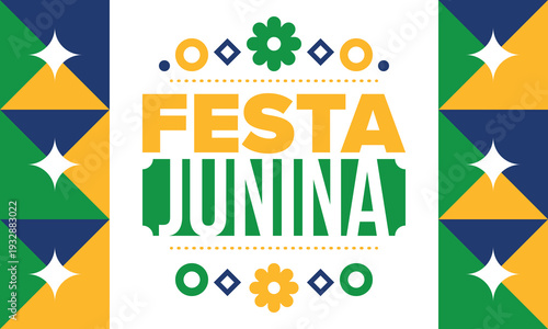 Festa Junina in Brazil. Brazilian festival. Happy holiday. Brazil flag. Carnival and parade. Summer fun party. Vector illustration