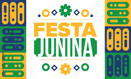 Festa Junina in Brazil. Brazilian festival. Happy holiday. Brazil flag. Carnival and parade. Summer fun party. Vector illustration