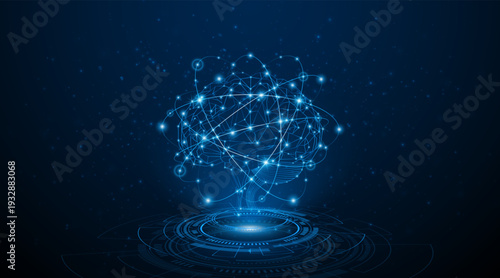 Artificial neural network or artificial intelligence brain. Digital brain science for future learning. modern technology innovation concept background