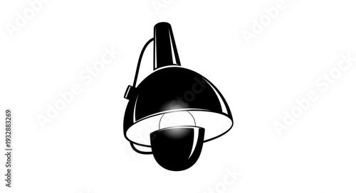 Black industrial lamp with a rounded shade, perfect for illuminating spaces with style.