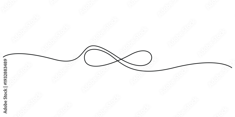 Obraz premium Continuous line drawing of an infinity symbol on a horizontal line Minimalist one line art of an infinity loop for eternal love concepts Single line illustration of the infinity sign