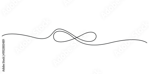 Continuous line drawing of an infinity symbol on a horizontal line Minimalist one line art of an infinity loop for eternal love concepts Single line illustration of the infinity sign