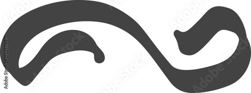 Calligraphic swoosh line with hand-drawn wavy motion. Vintage black doodle element for typography.