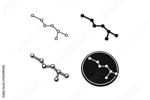 Big dipper constellation icons in various styles