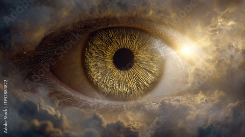 Wallpaper Mural Surreal Macro Eye Reflecting Golden Sunset Above the Clouds Torontodigital.ca