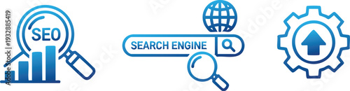SEO Optimization Keyword Research and Strategy Line Icon