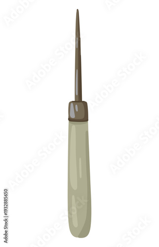 Awl Tool Illustration. Tool for Carving. Vector.