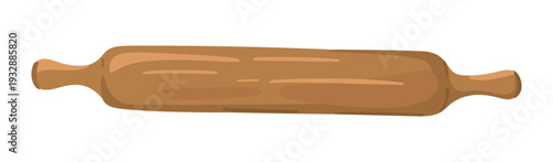 Wooden rolling pin for clay pottery. Vector.