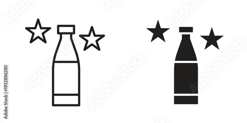 Champagne bottle icons. Vector illustration. Editable stroke. Isolated icon suitable for web,